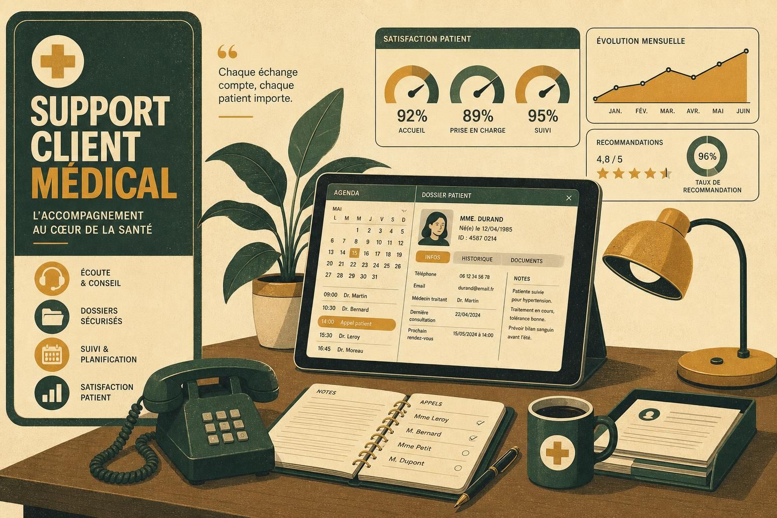 découvrez nos outils de support client spécialement conçus pour les cabinets médicaux, facilitant la gestion et améliorant la satisfaction des patients.