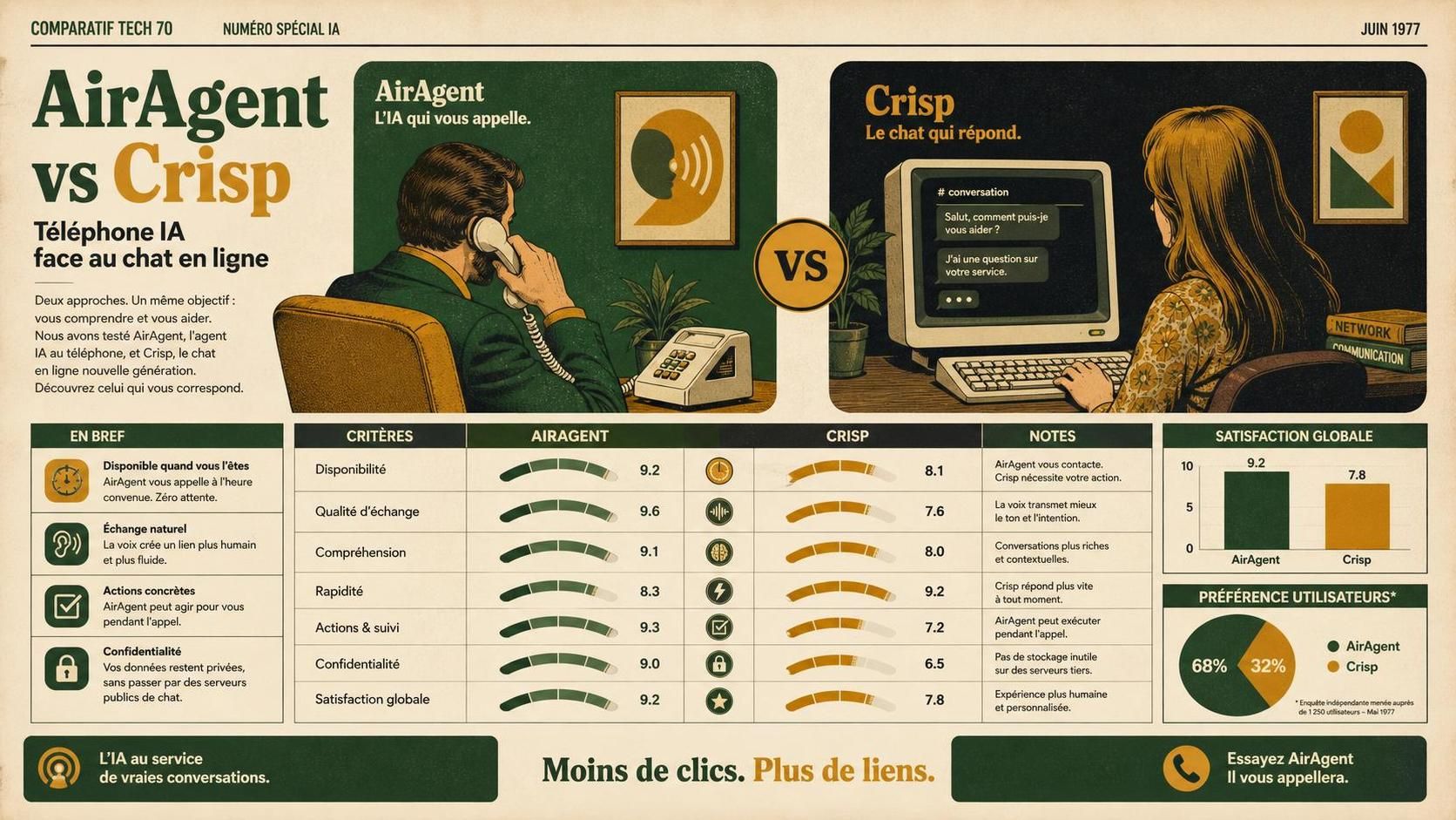 découvrez une comparaison complète des fonctionnalités d'airagent et crisp en 2026 pour choisir la solution idéale de gestion de la relation client adaptée à vos besoins.