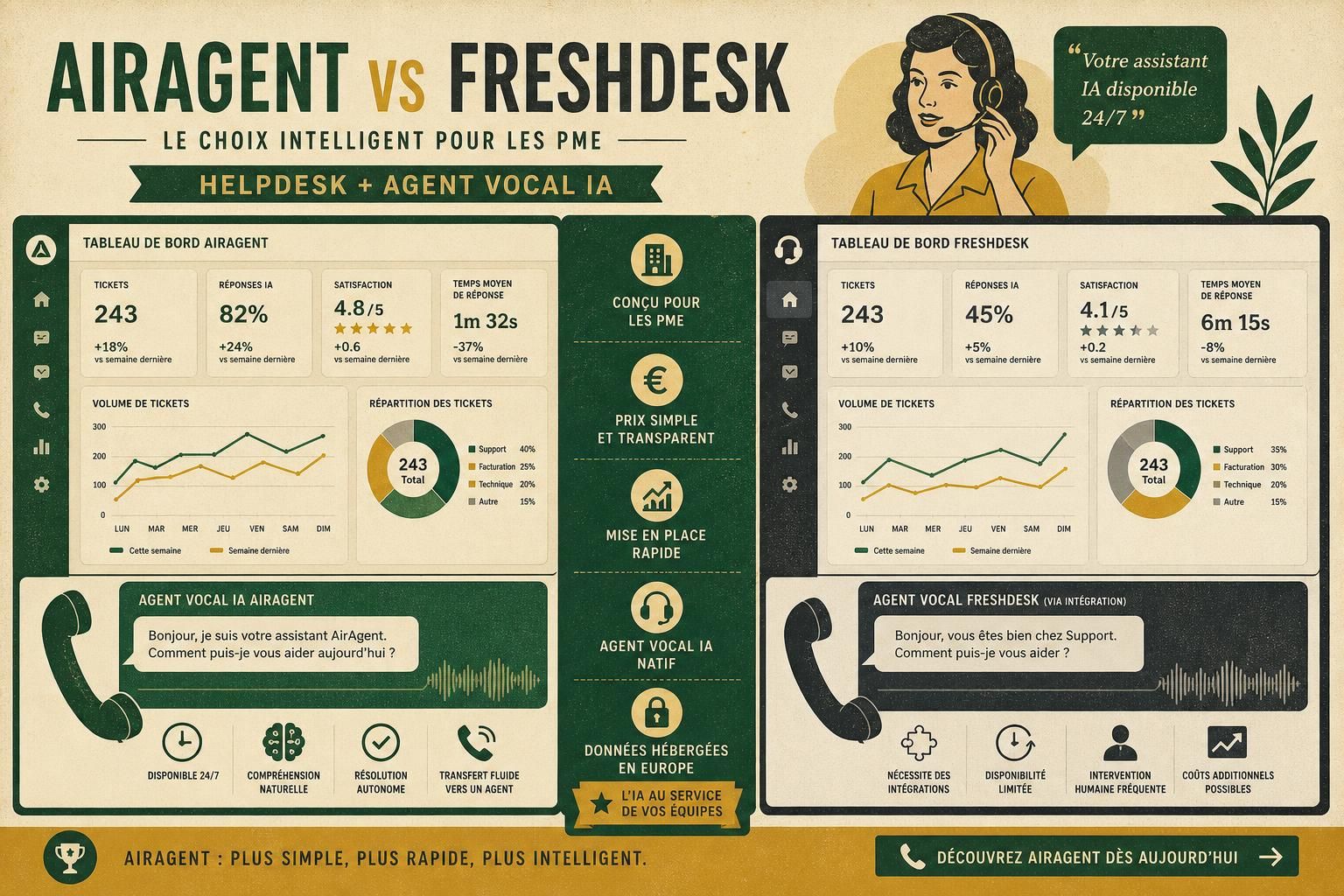 découvrez les différences entre airagent et freshdesk pour choisir la meilleure solution de gestion de la relation client adaptée à votre pme.