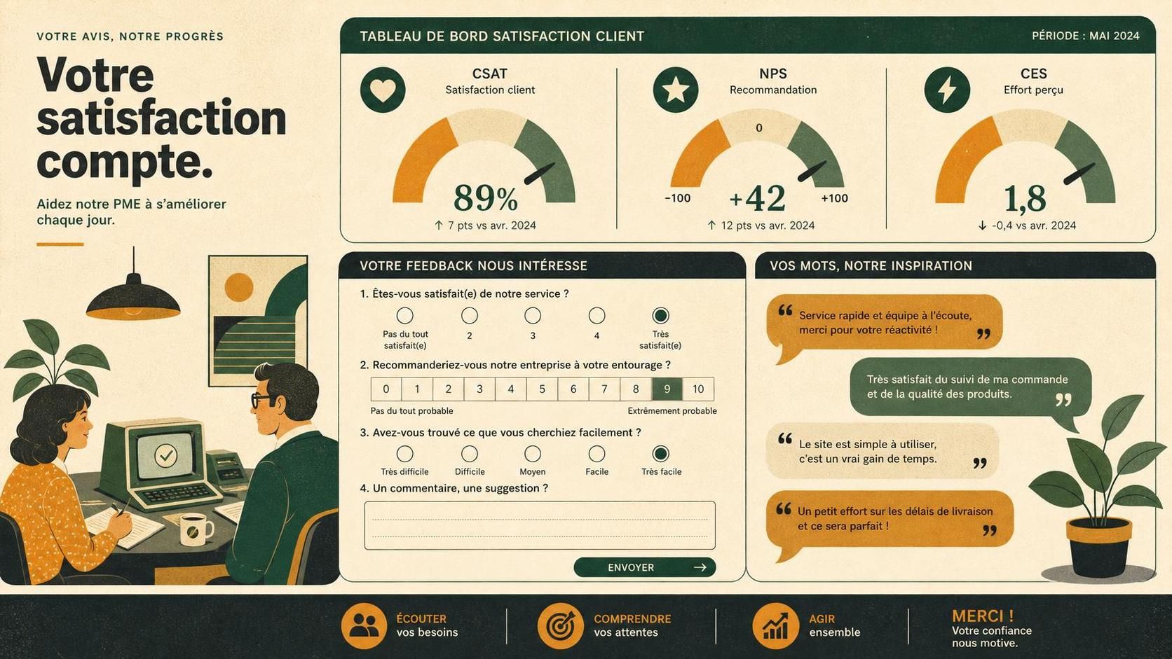 découvrez notre modèle de questionnaire de satisfaction client, avec des exemples pratiques pour mesurer efficacement la satisfaction et améliorer votre service.