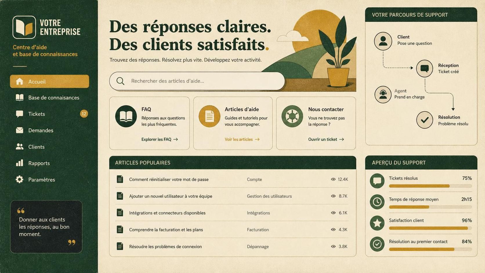 découvrez comment créer un centre d'aide efficace avec notre base de connaissances client pour améliorer le support et la satisfaction de vos utilisateurs.