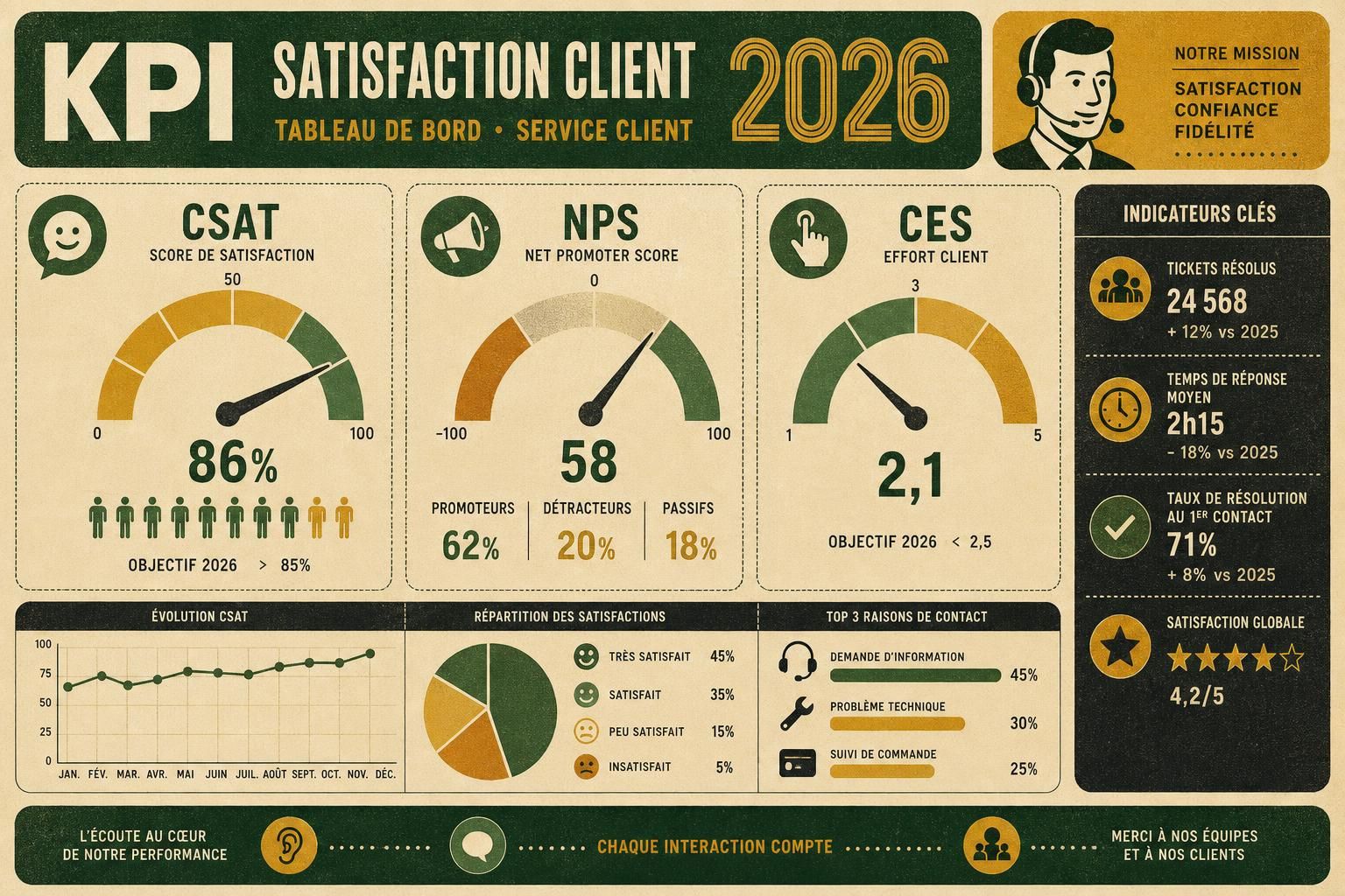 découvrez les kpi de satisfaction client essentiels à suivre en 2026 pour améliorer l'expérience client et optimiser la fidélisation.