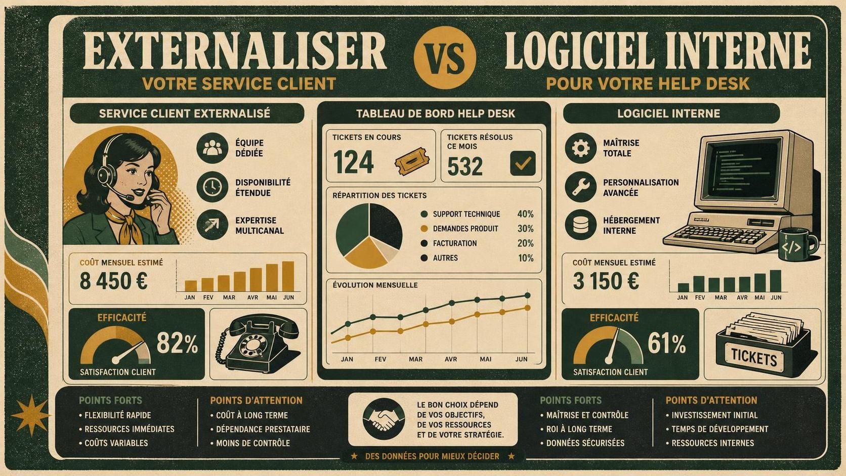 découvrez les avantages et inconvénients du service client externalisé et du logiciel interne pour choisir la solution la mieux adaptée à votre entreprise.